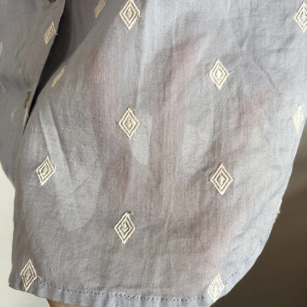 Ann Taylor Loft NWT The Softened Thin Lightweight Blue Diamond Pattern Blouse S - Picture 10 of 11